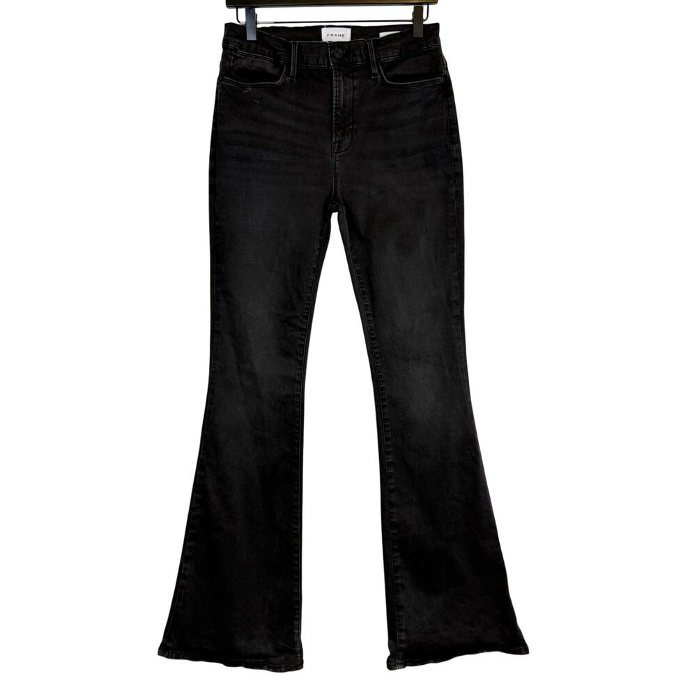 FRAME Denim Womens Le High Flare Jeans Black 34L - 29